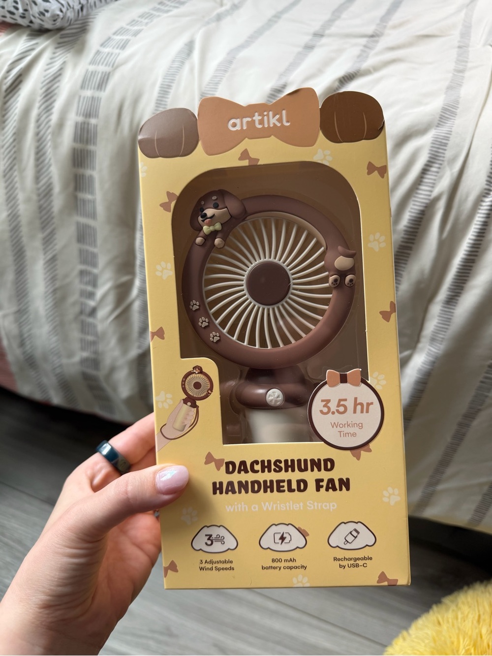 Dachshund Handheld Fan - Brown